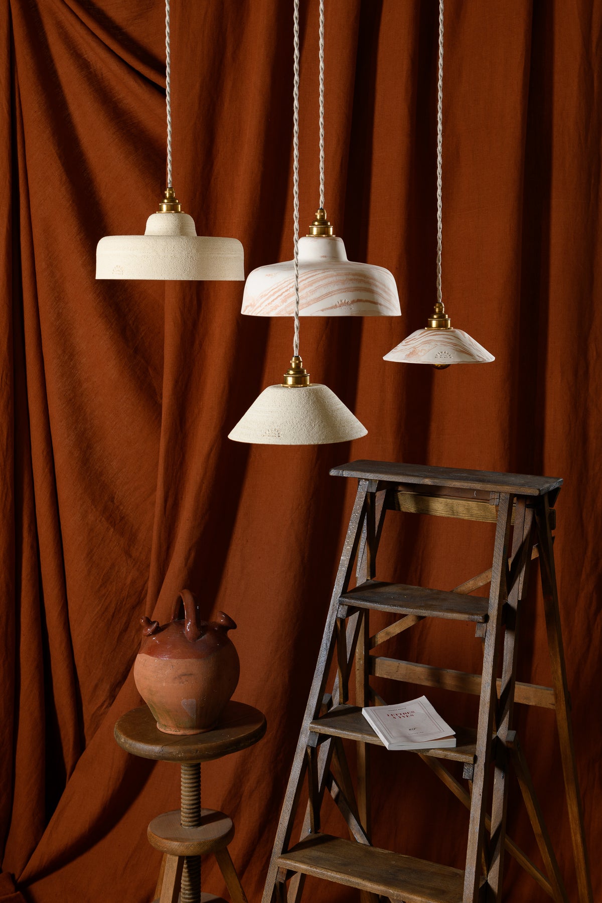 Constellation Grès Chamotté et Terre mêlée mat - 4 luminaires