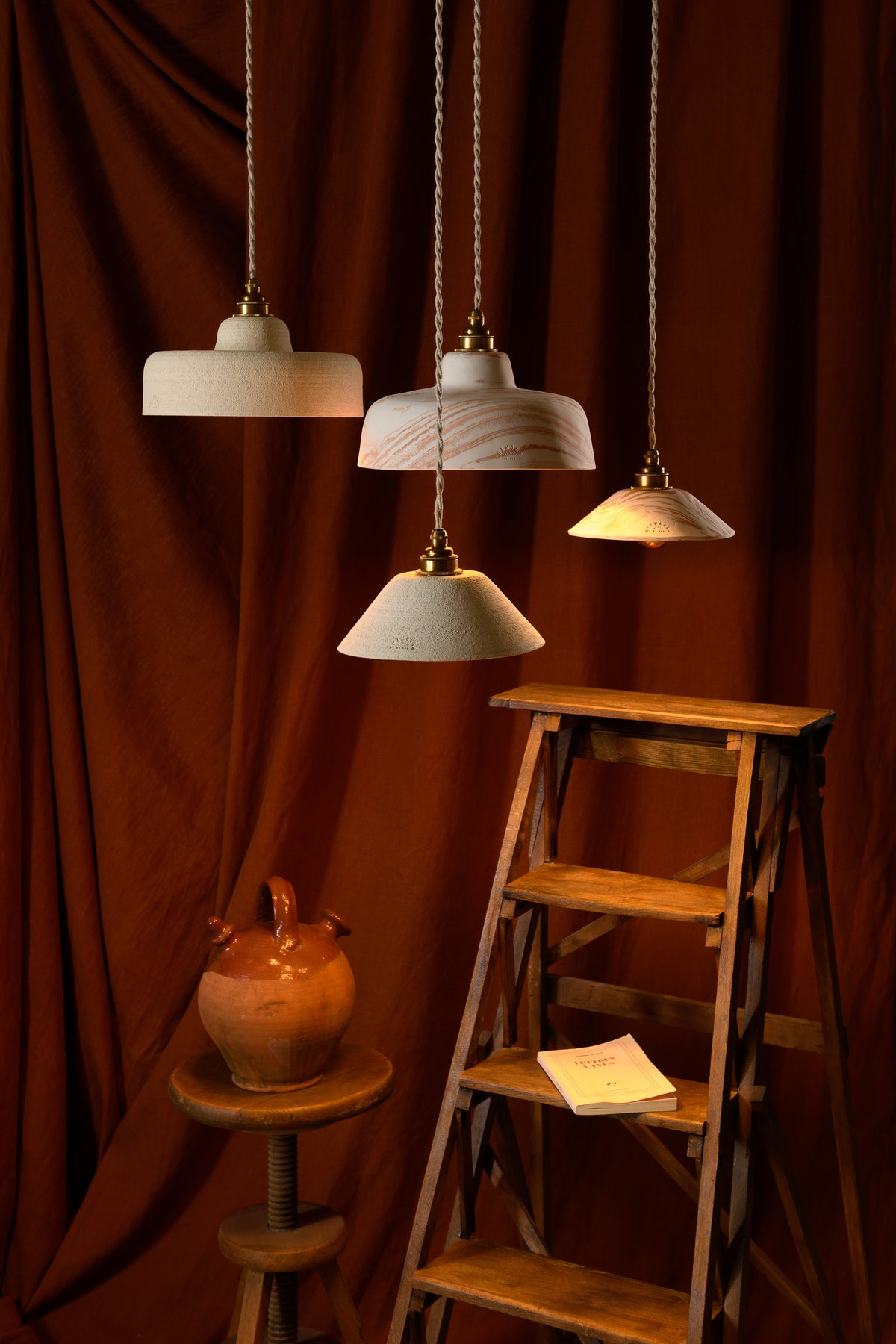 Constellation Grès Chamotté et Terre mêlée mat - 4 luminaires