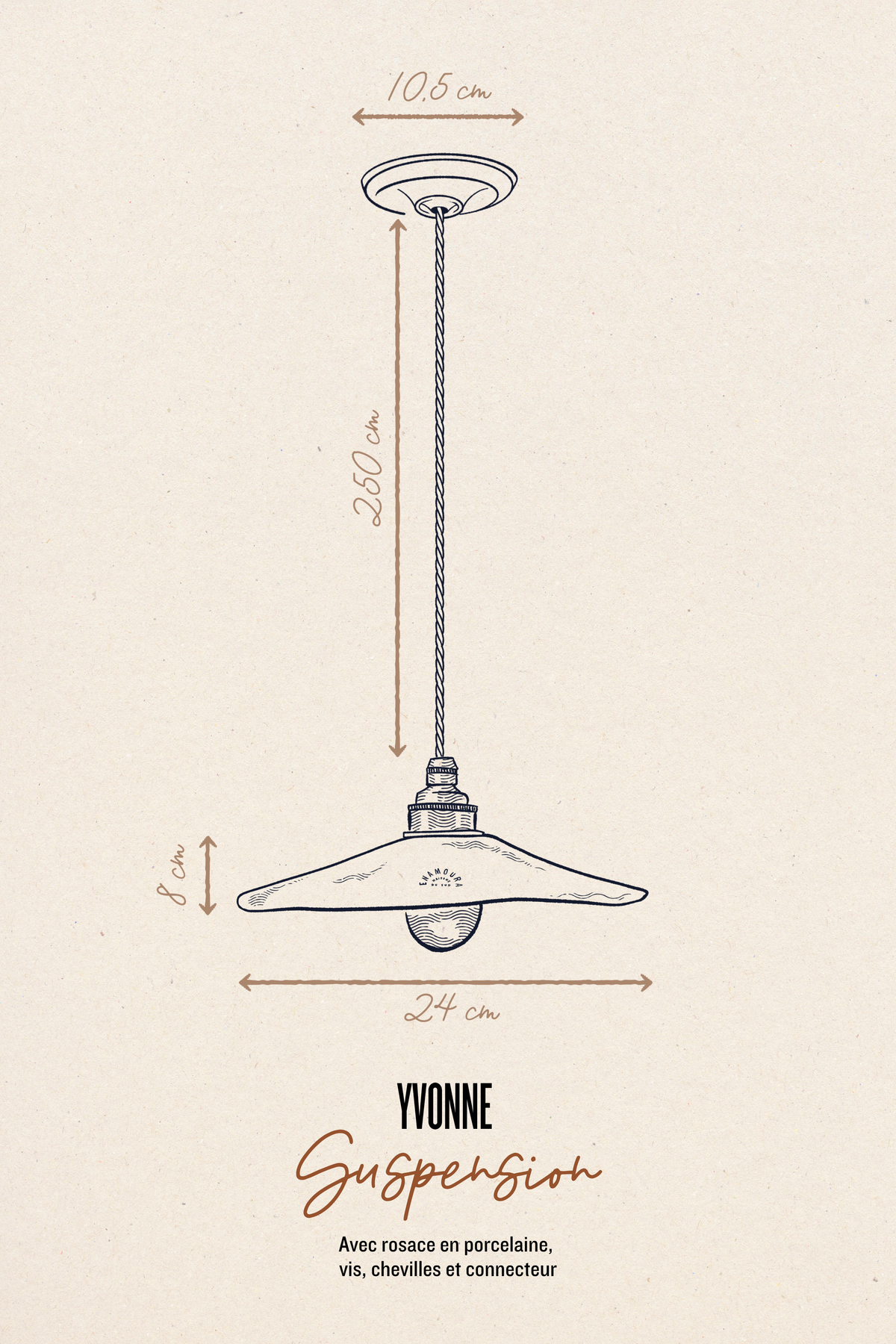 YVONNE - Terre mêlée mat - Suspension