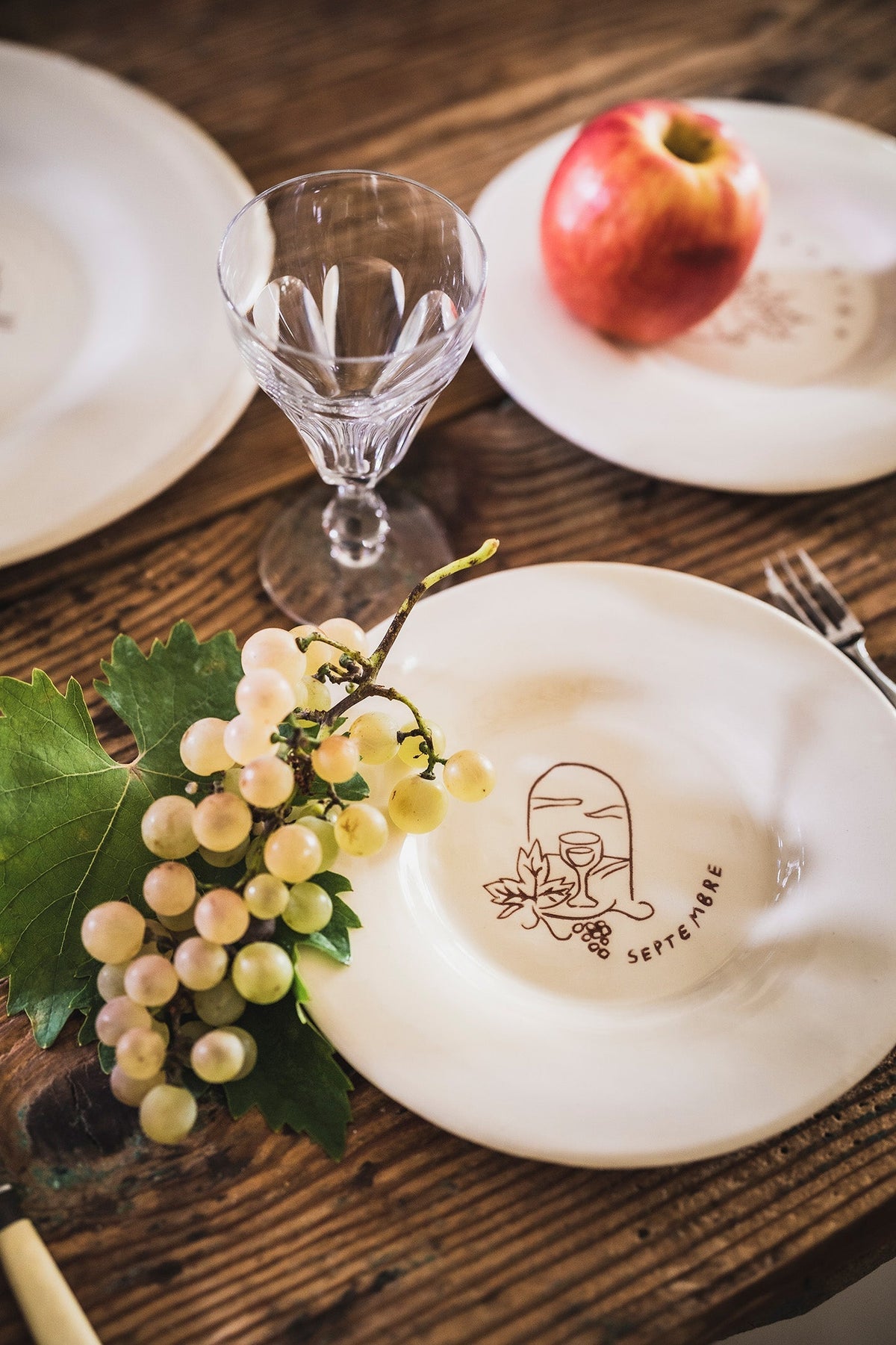 LE GOÛTER - Coffret calendaire fait main - 12 assiettes illustrées crèmes
