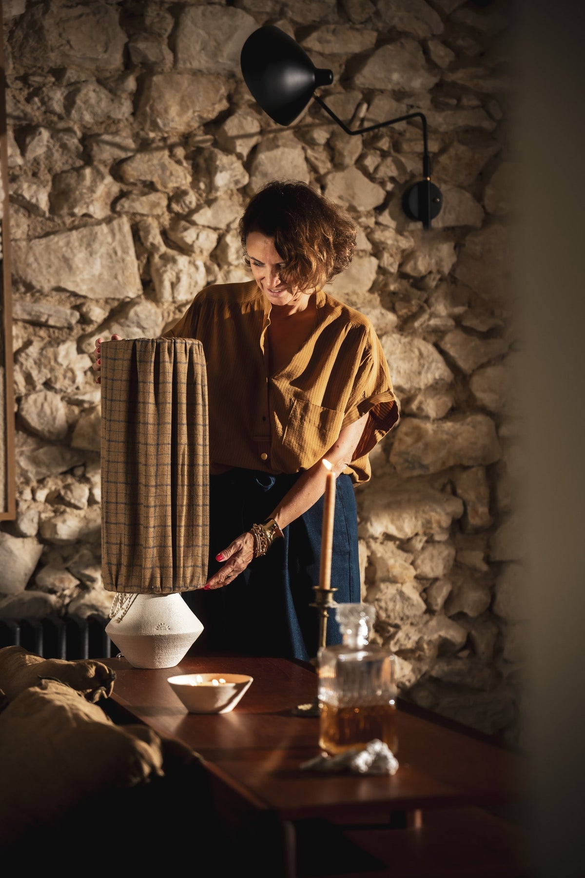 LISETTE à poser - Châtaigne à carreaux - Grès chamotté - Imparfaite