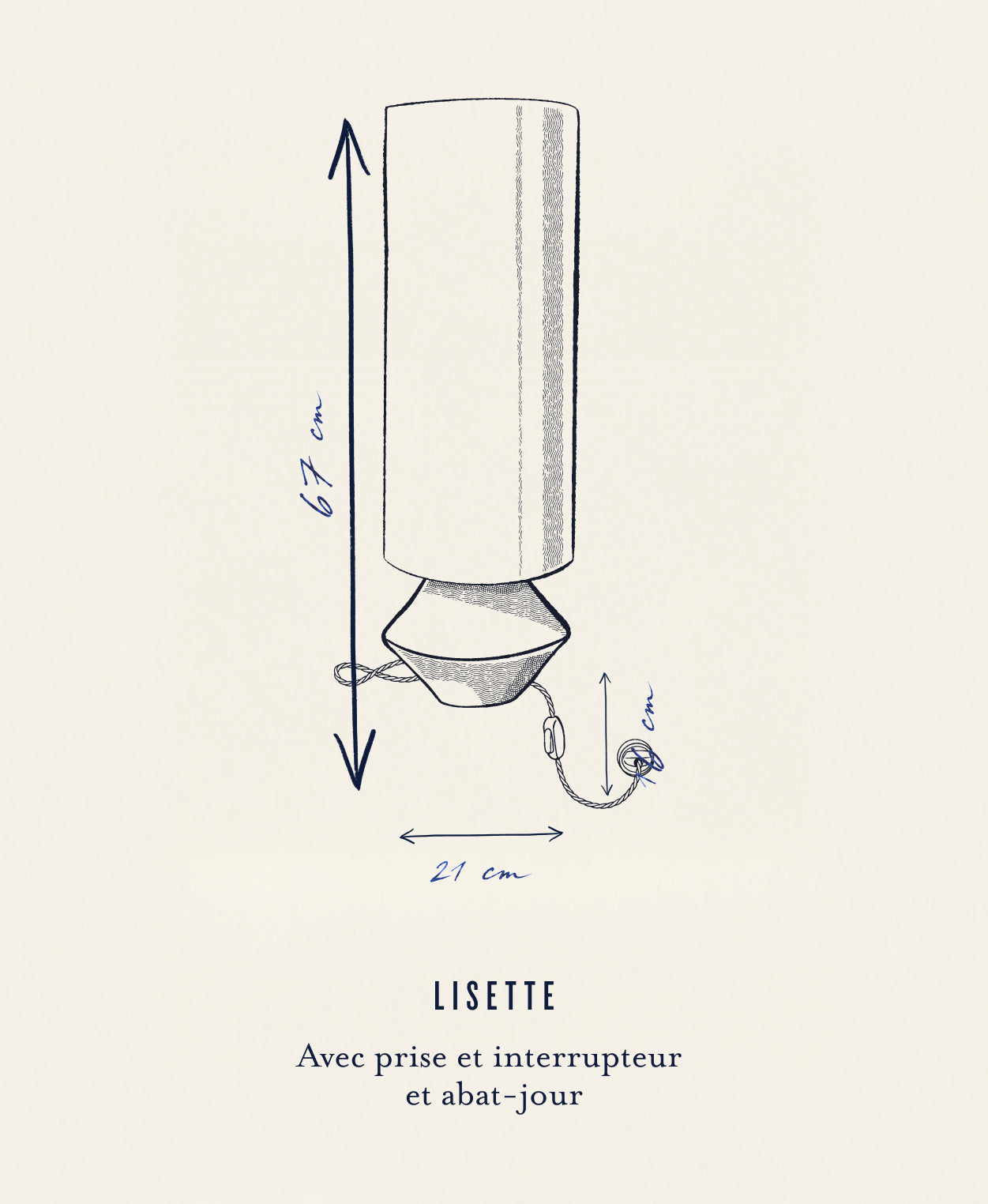 Lampe a poser - dimensions - lisette