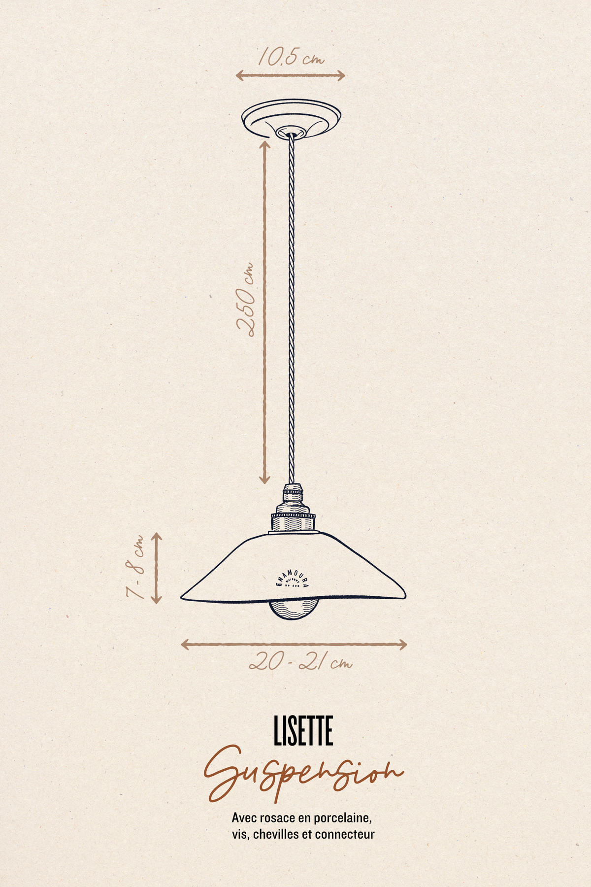LISETTE - Terre mêlée mat - Suspension