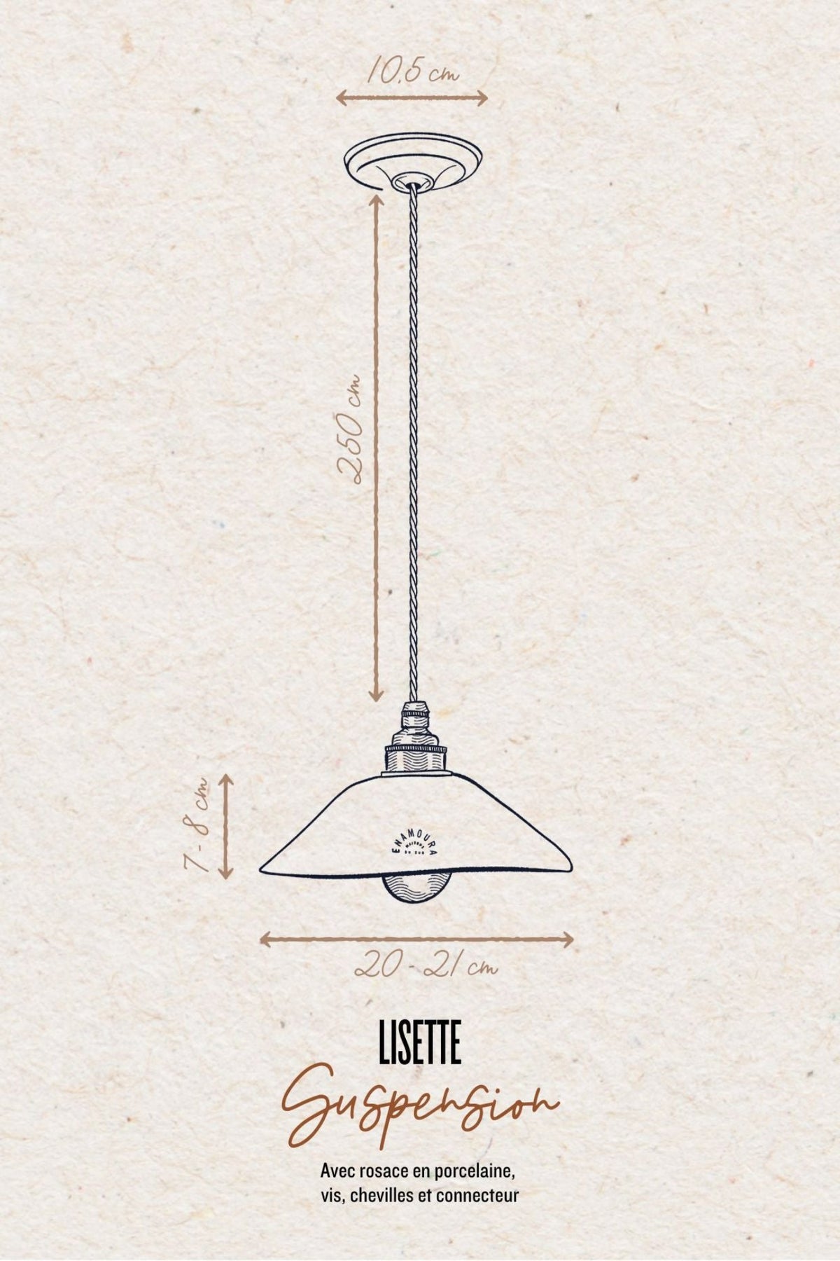 LISETTE - Grès minuit - Suspension (Collection Châtaigne grillée)