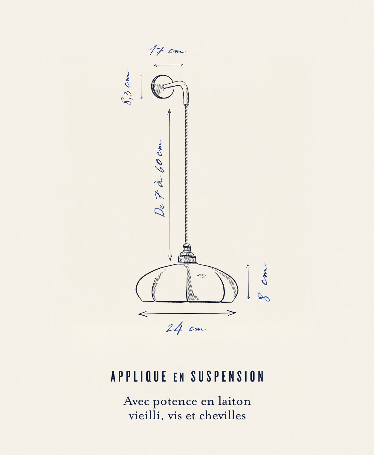 Maria - dimensions - applique en suspension