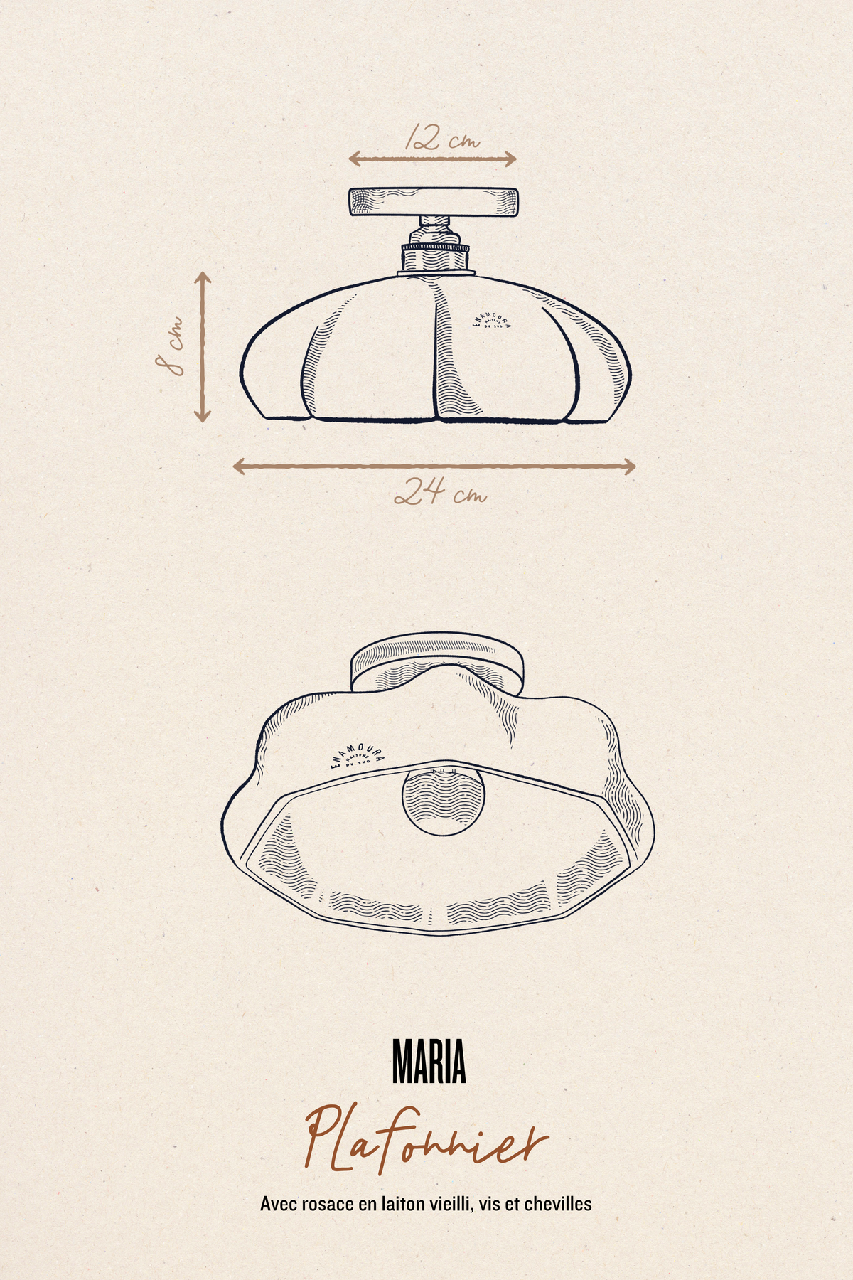 MARIA - Porcelaine Biscuit - Plafonnier