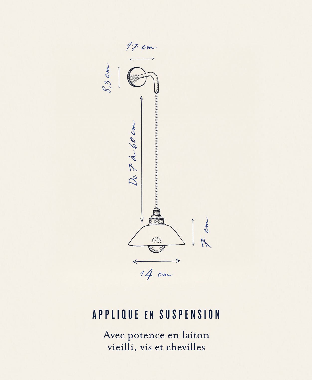 Pitchoun - dimensions - applique en suspension