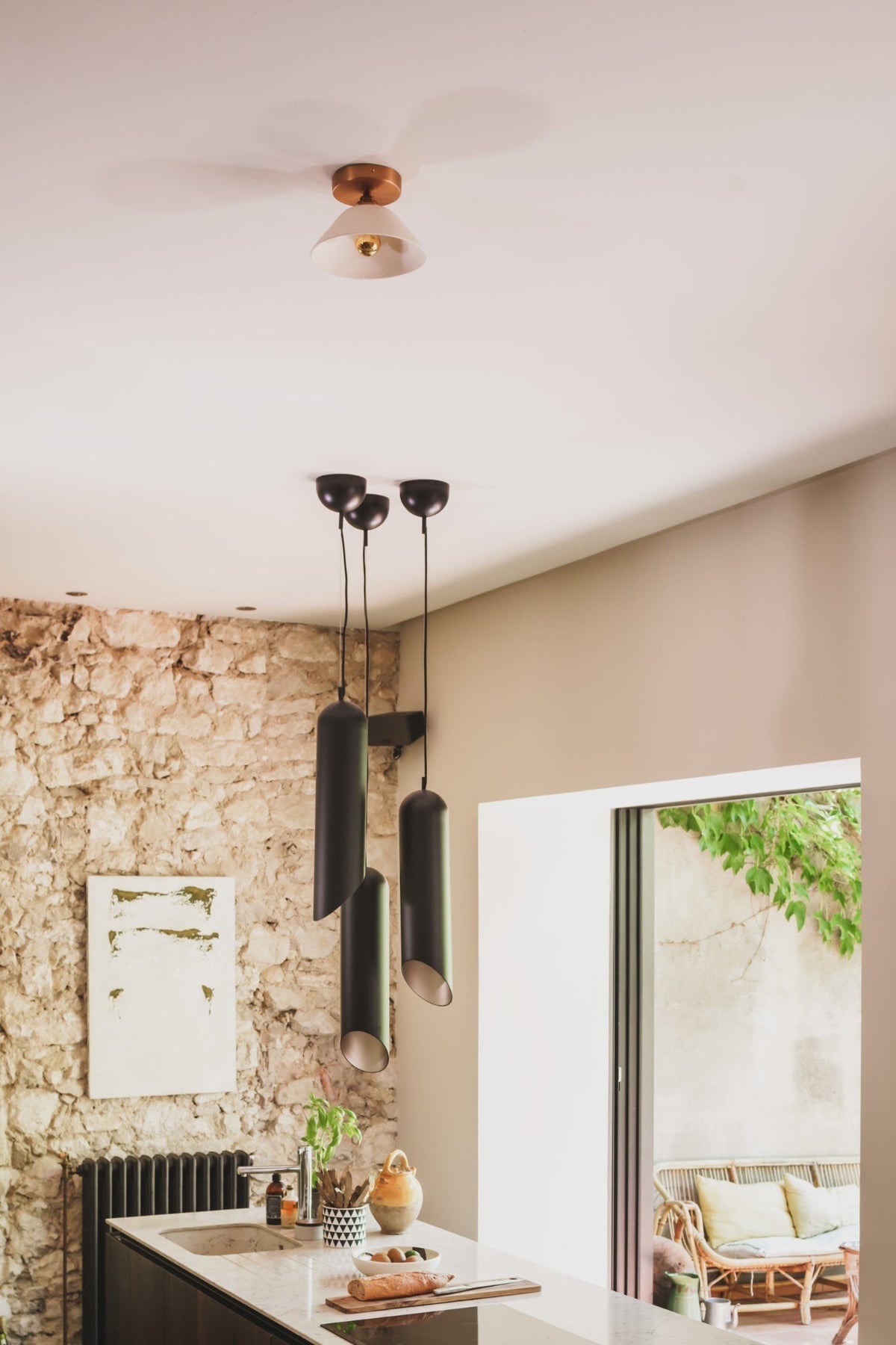 LISETTE - Grès chamotté ivoire - Plafonnier