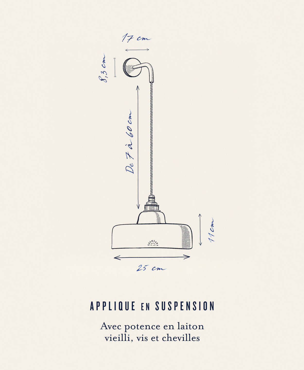 Ursule - dimensions - applique en suspension