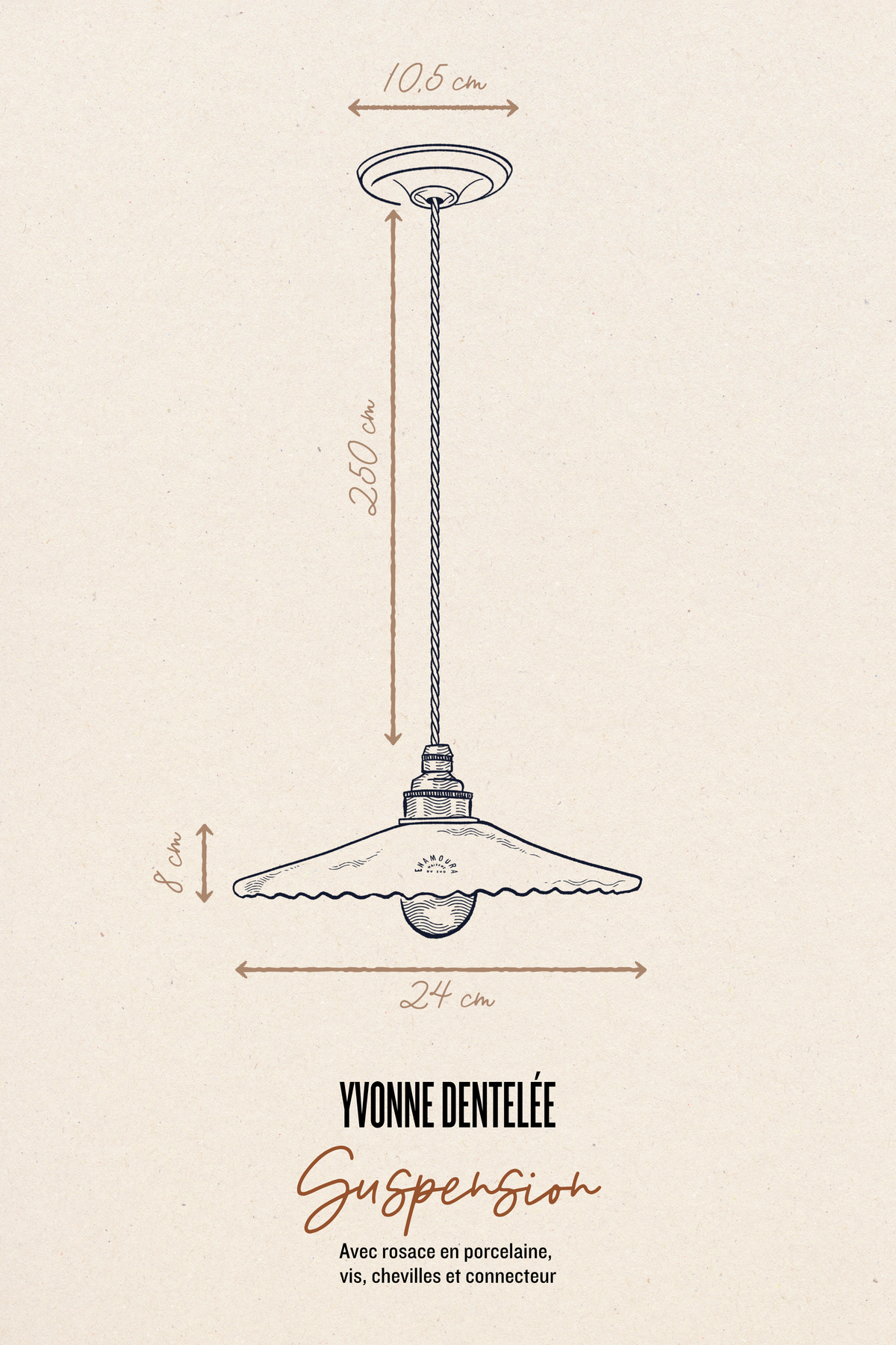 YVONNE EN DENTELLE - Porcelaine Emaillée - Suspension
